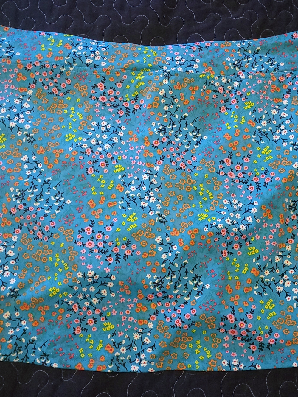 Lands' End Tummy Control Swim Skirt Skort Bottoms Blue Floral UPF 50 Size 18